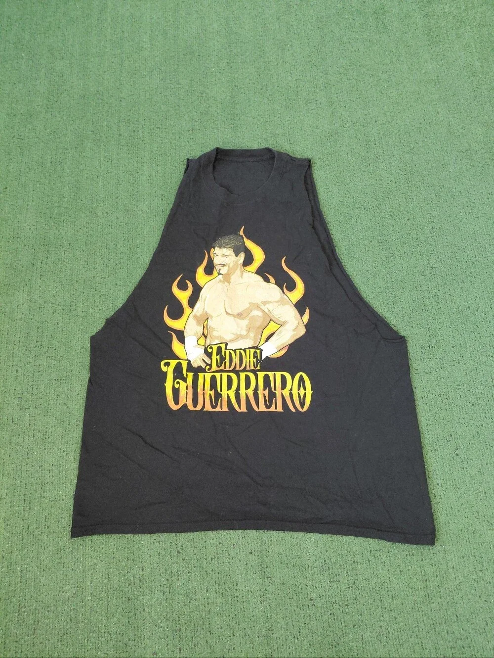 WWE Eddie Guerrero Wrestling WWF Cutoff Black Shirt Sz Large